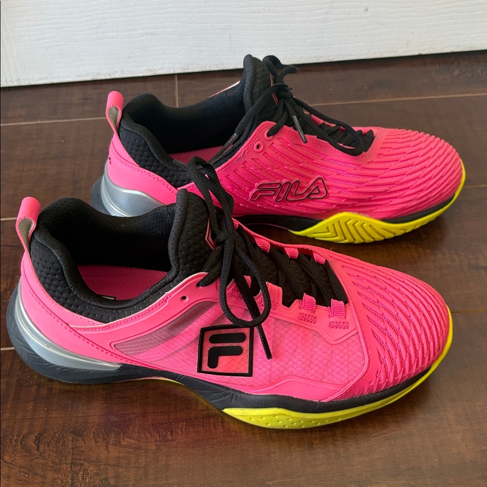 Fila Neon Pink and Lime Low-Top Athletic Sneaker